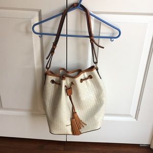 Dooney & Burke leather drawstring bucket bag